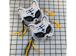 Máscara Japonesa Meio Rosto Pintada À Mão Gato Raposa Máscara Anime Demon Slayer Baile De Máscaras Festival De Halloween Cosplay Adereços