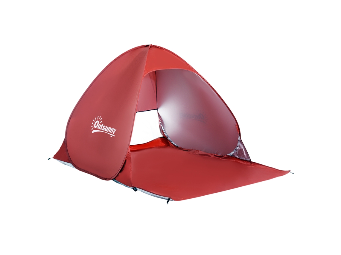 Barraca de Praia para 2 3 Pessoas Pop up com Janelas do Tipo Abrigo e Proteção Solar Uv 200x150x119 Cm Vermelho Ge