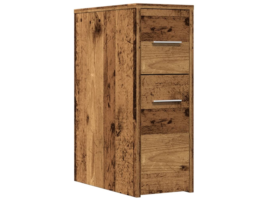 Aparador de WC Estreito com Rodas Derivados Madeira Madeira Velha MAISON EXCLUSIVE