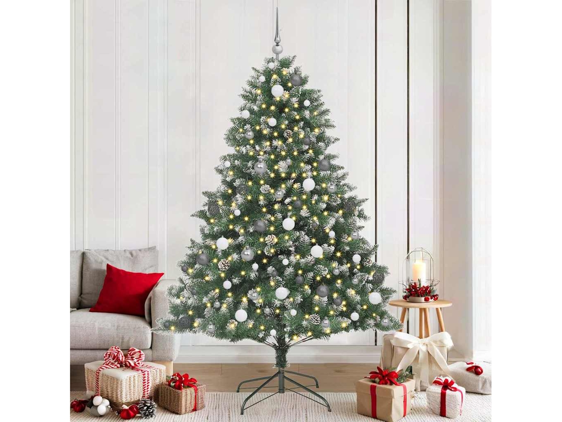 Vidaxl Árvore De Natal Artificial Verde 210 Cm Pvc, Plástico E Aço