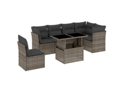 Conjunto de 7 Sofás para Jardim com Almofadões Vime Pe Cinzento MAISON EXCLUSIVE (7 pcs)