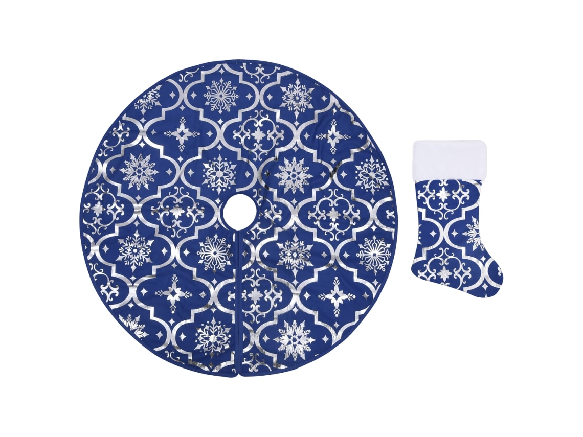 Saia de árvore de natal VIDAXL Azul Tecido (90 cm)