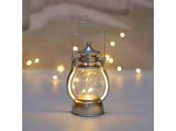 Lâmpada de Óleo Led Retrô, Design Vintage, Funciona a Bateria, Pode Ser Pendurada. MDUG (prateado)