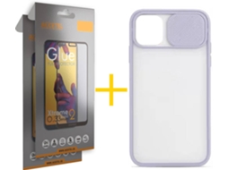 Kit Capa + Película 2 X Vidro Full iPhone 11 Pro Skyhe Gel Protection Lilás