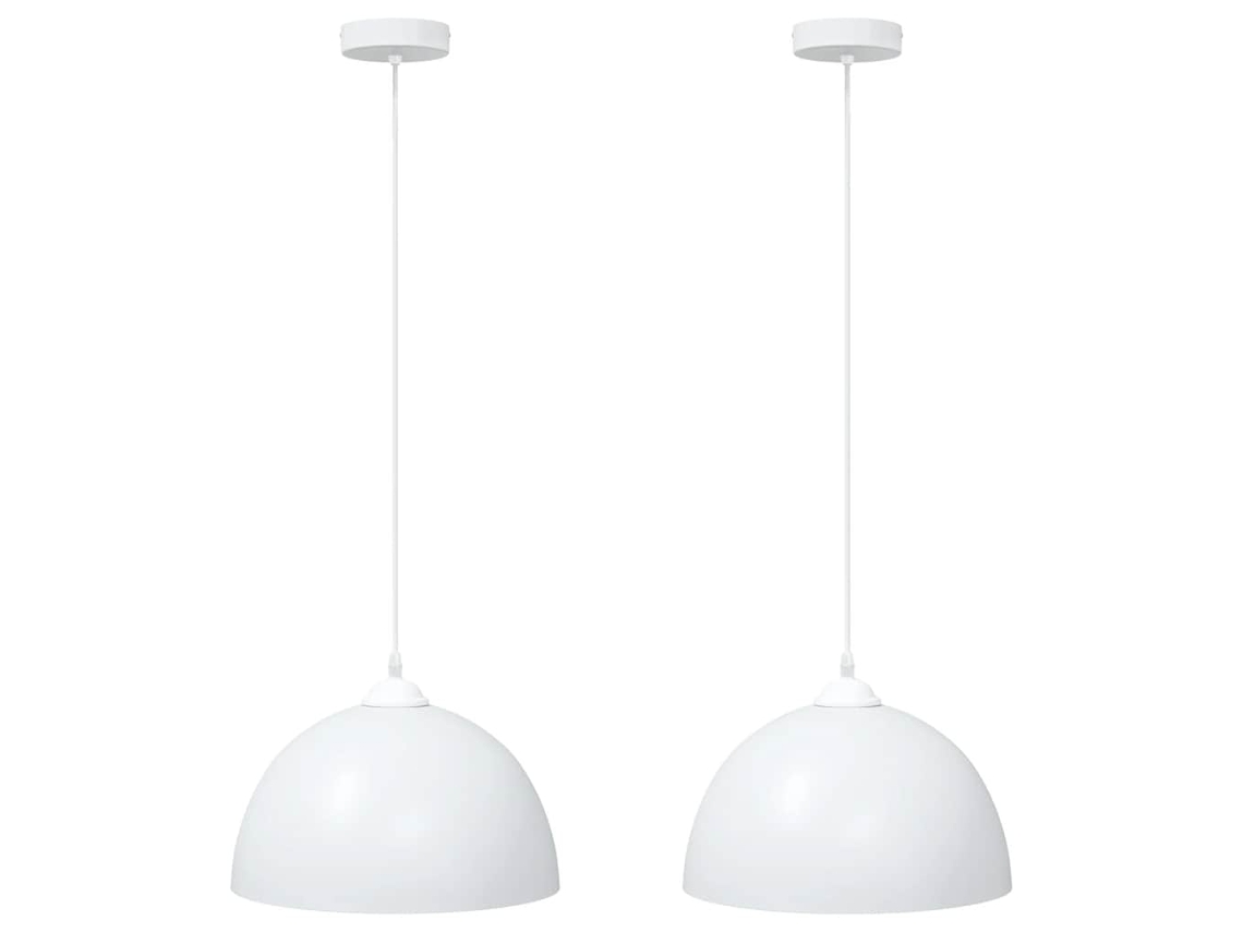 Conjunto 2 Candeeiro Suspenso Vidaxl Branco Metal