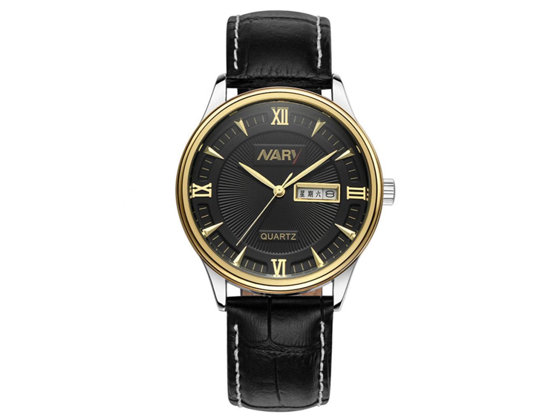 Reloj De Pulsera Casual Para Hombre Nary Con Calendario Dial De Cuero 02