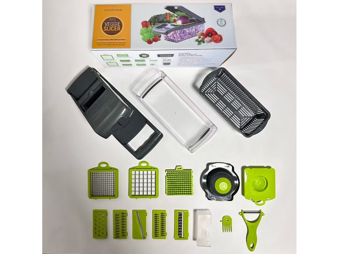 Fatiador De Legumes Multifuncional - Kit 16 Peças Com 11 Lâminas, Cortador De Alimentos All-in-one Para Cozinha