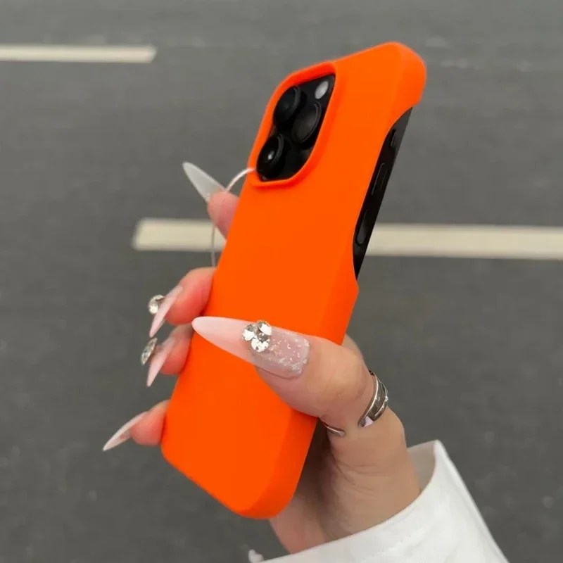 (iphone 14 Laranja) Capa Ultrafina Fosca Para Celular, Feita De Silicone, Resistente A Choques E Impactos.