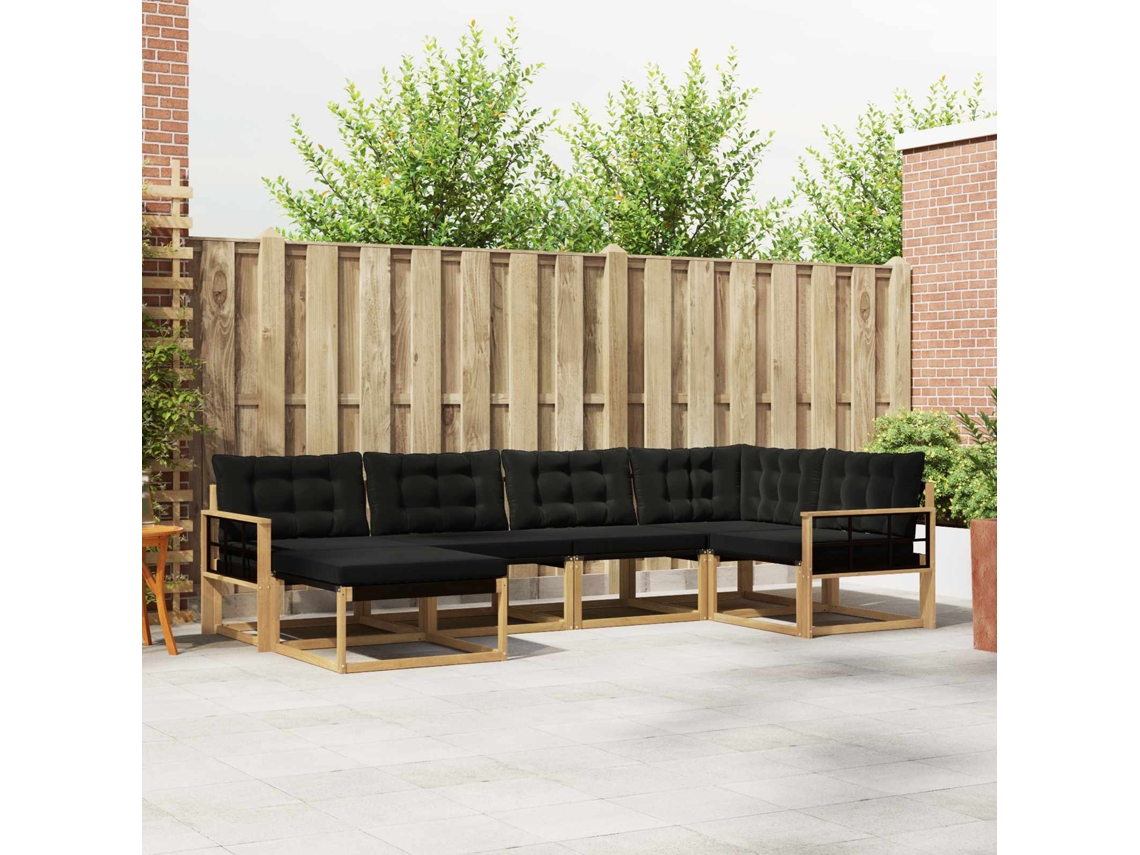 Vidaxl Conjunto De Sofás Para Exterior 6 Unid. Branco E Preto