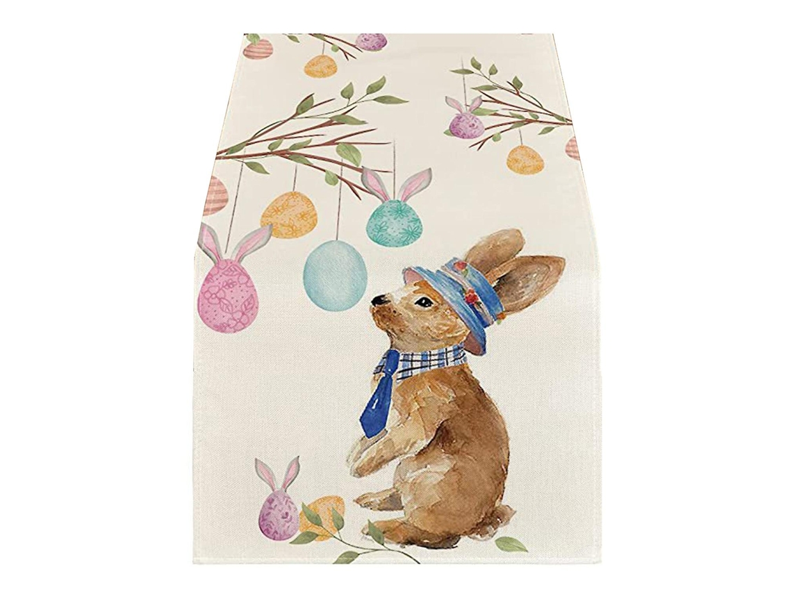 Rebe manta de Mesa com Design de Coelho para Páscoa Reutilizável Protetor de Mesa para Decoração Festiva em Casa C