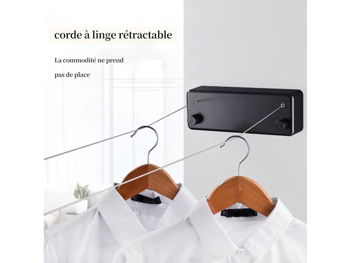 Varal Retrátil Lurelia, 2 X 4, Para Interior E Exterior, De Parede, De Aço Inoxidável, De Alumínio, Preto, 2 M
