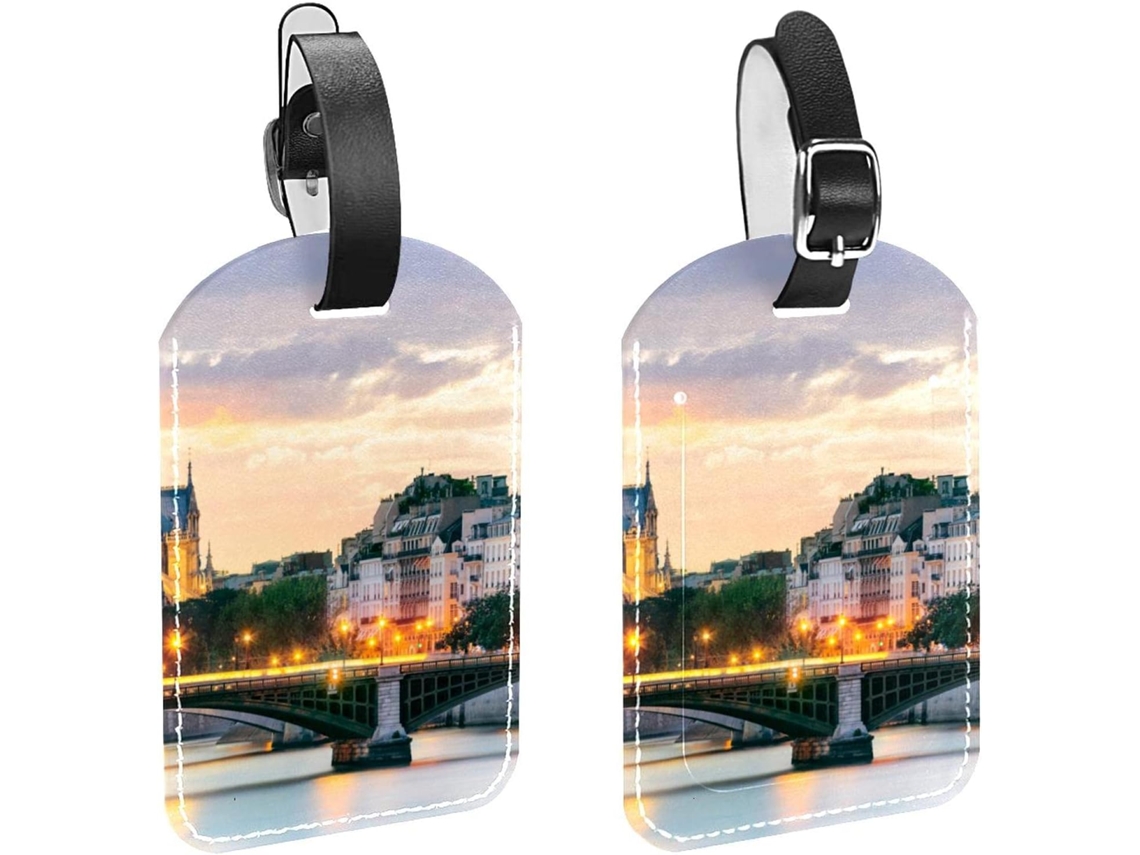 Conjunto De 2 Etiquetas Bagagem Notre Dame Paris Bolsas, Malas E Mochilas, Com Alça De Segurança