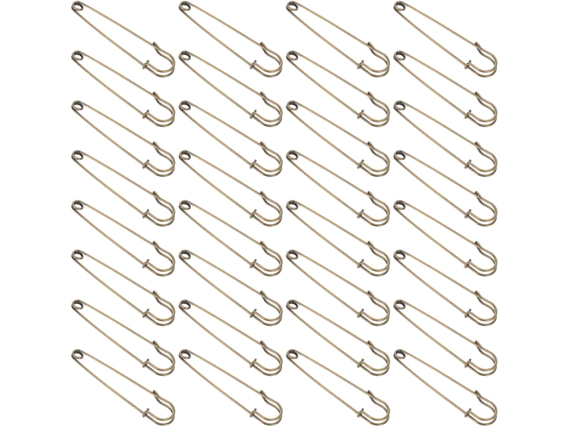 Conjunto Shineofi com 50 alfinetes de segurança de metal de 75 mm com forte poder de fixação e acabamento suave, ideais para roupas.