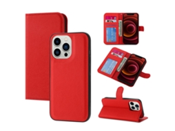 Capa Para Iphone 15 Pro Pele Sintética Magnética Vermelho