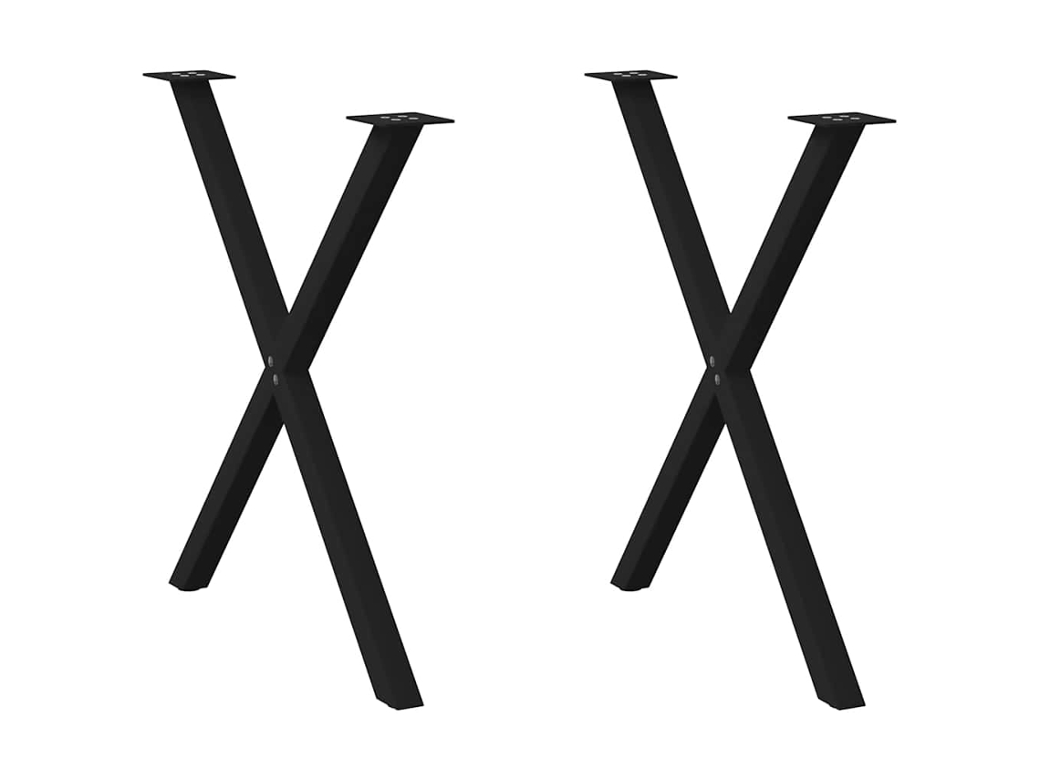 Vidaxl Pés Para Mesa De Jantar Em Formato De X, 2 Peças, Preto, 70x(72-73) Cm, Aço