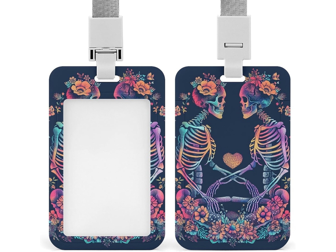 Suporte Crachá Com Silhueta De Duas Caveiras, Suporte Crachá À Prova D Água, Protetor Crachá, Suporte Crachá Retrátil