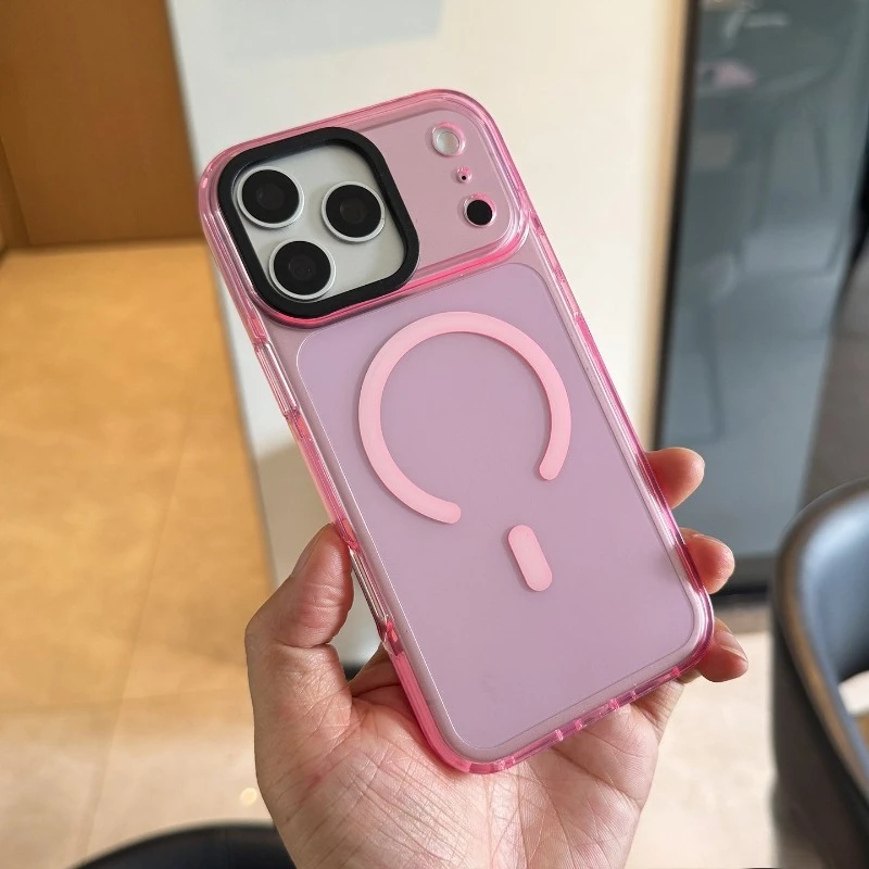 Capa Magnética De Tpu Macio Para Iphone 13 Pro Max (rosa Transparente), Transparente E Resistente A Impactos.