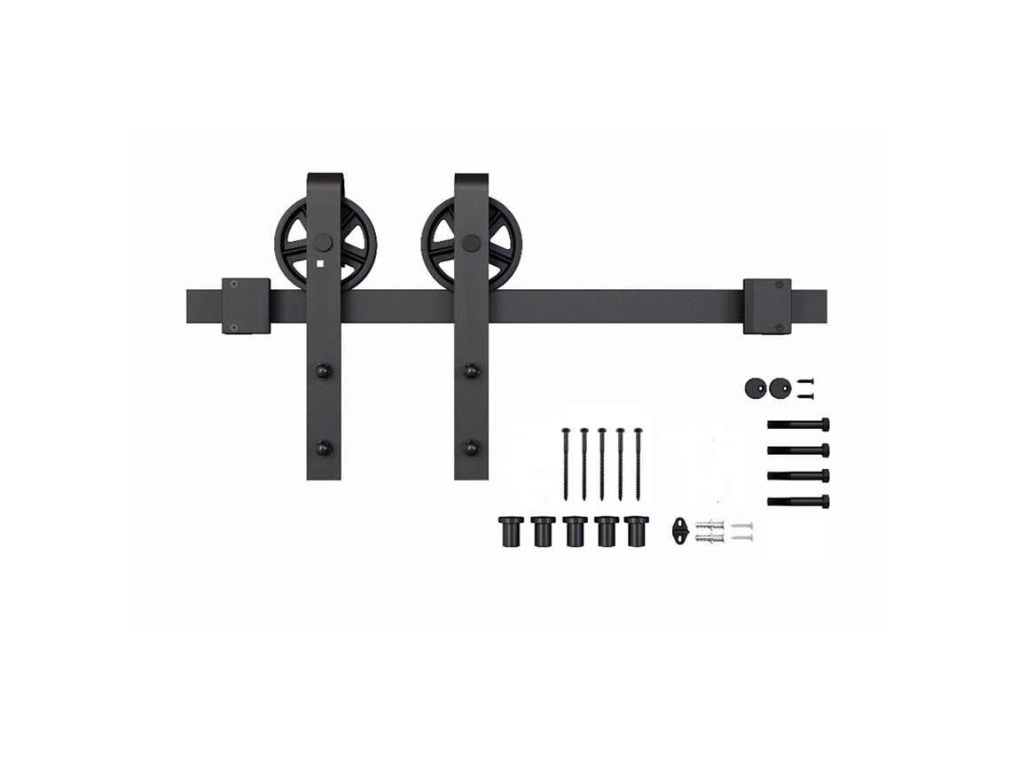 Laxiscreed Kit De Ferragens Para Porta De Celeiro Com Trilho Suspenso E Rodas Grandes Para Porta De 2 Metros