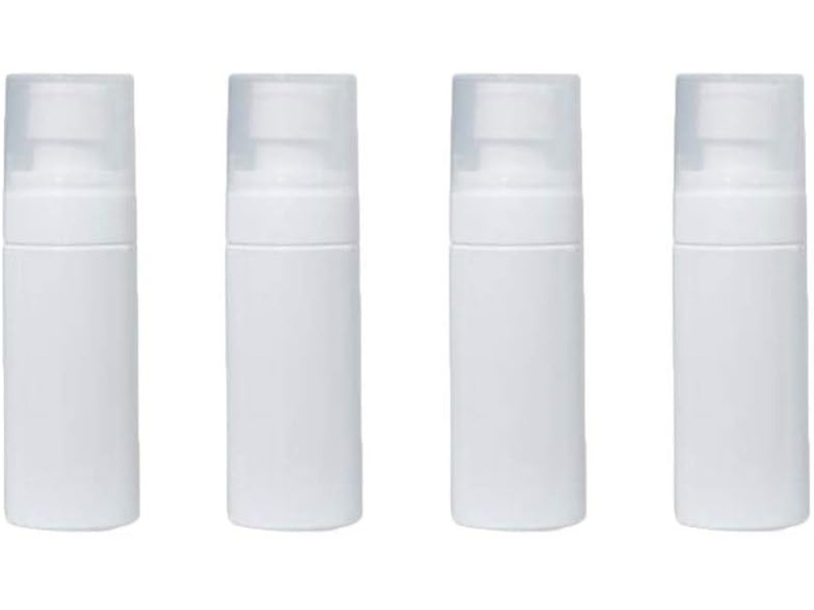 Conjunto De 4 Frascos Spray Recarregáveis De 50ml Em Pet Branco, Design Moderno.
