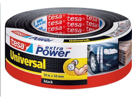 Fita Adesiva Universal Extraforte, 50 mm x 50 m, Tecido Reforçado, Preta