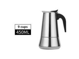 Cafeteira Cafeteira Octogonal de Aço Inoxidável 600Ml de Grande Capacidade 12 Xícaras para Café Expresso Moka Tipo 9Cups-450Ml-B