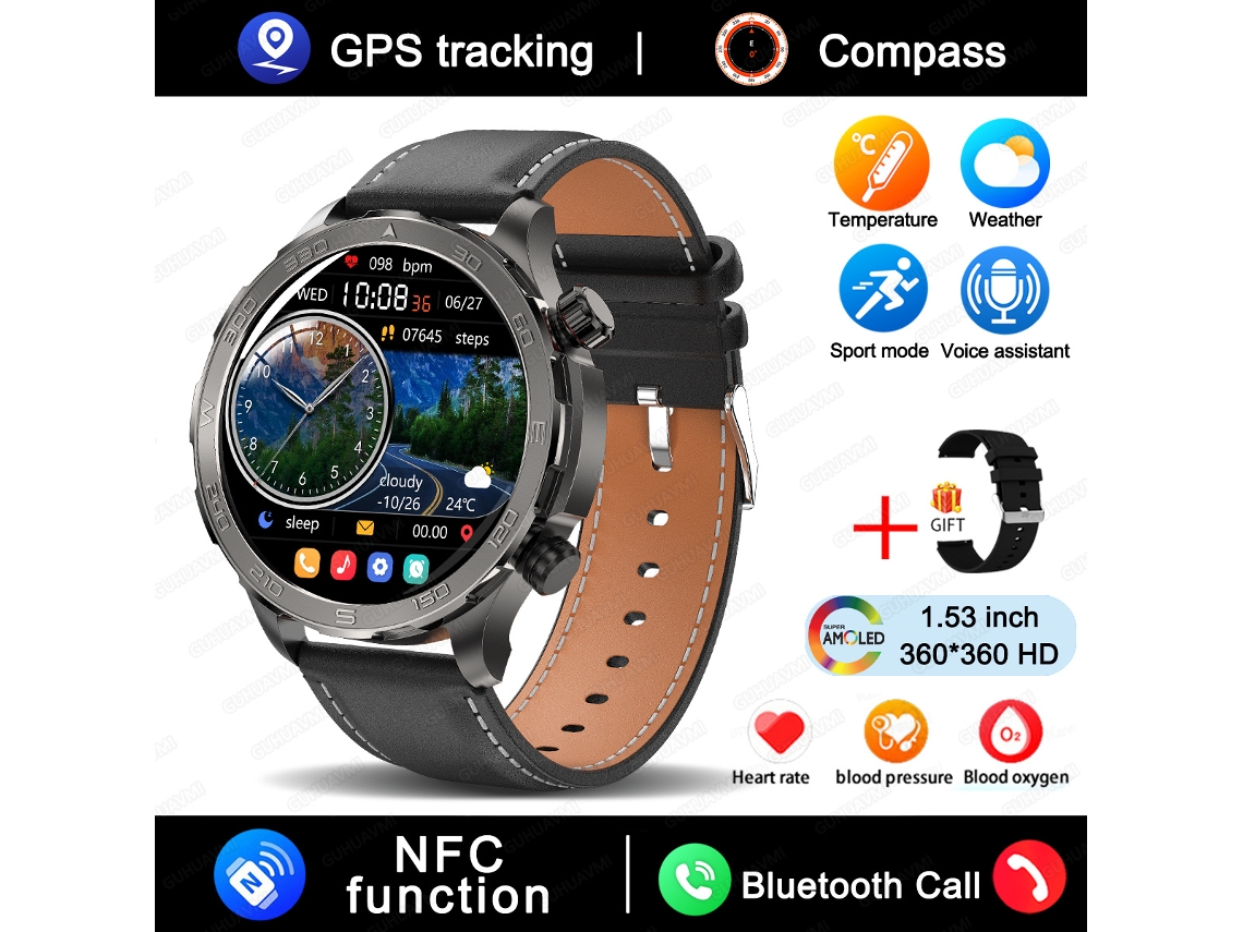 (preto/marrom) Smartwatch, Equipado Com Tela Hd De 1,53 Polegadas, Gps, Nfc E Capacidade De Fazer Chamadas.