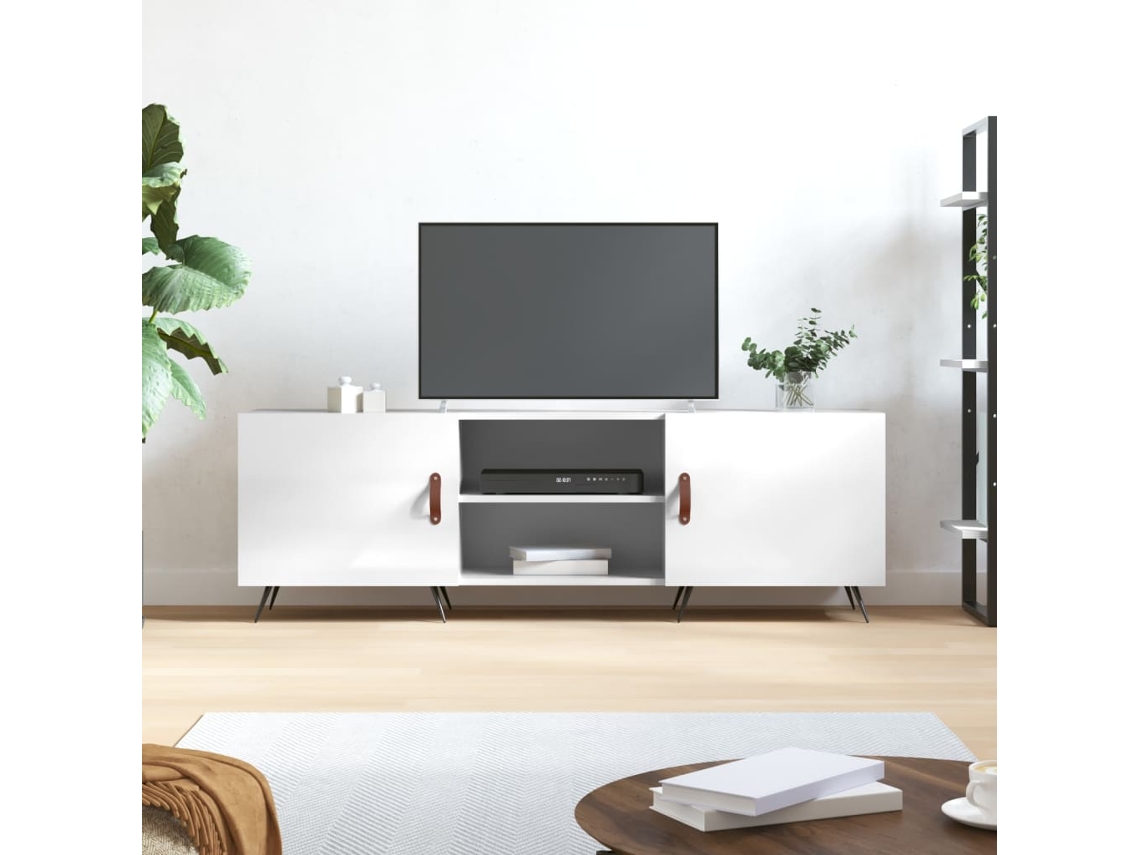 Vidaxl Móvel De Tv 150x30x50 Cm Derivados De Madeira Branco Brilhante