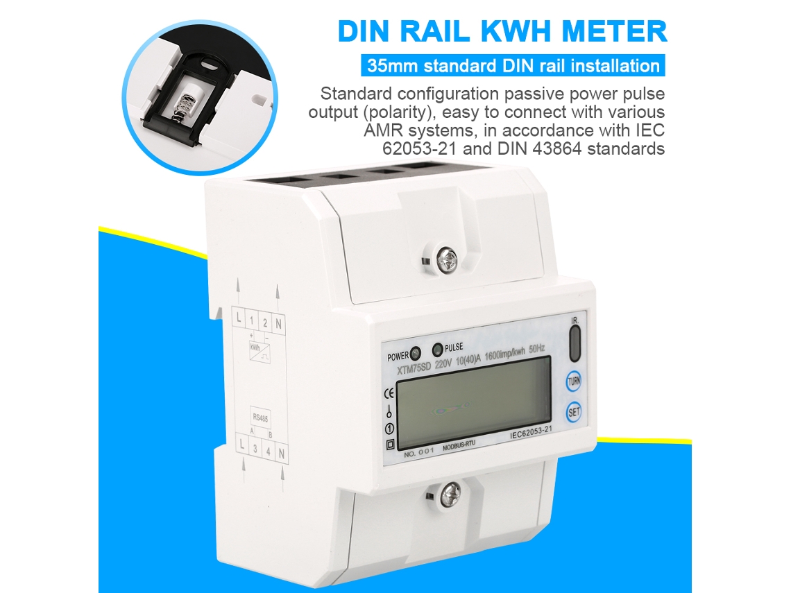 Contador de Energia Digital Lcd Monofásico 10 a 220v Din Rail (40)