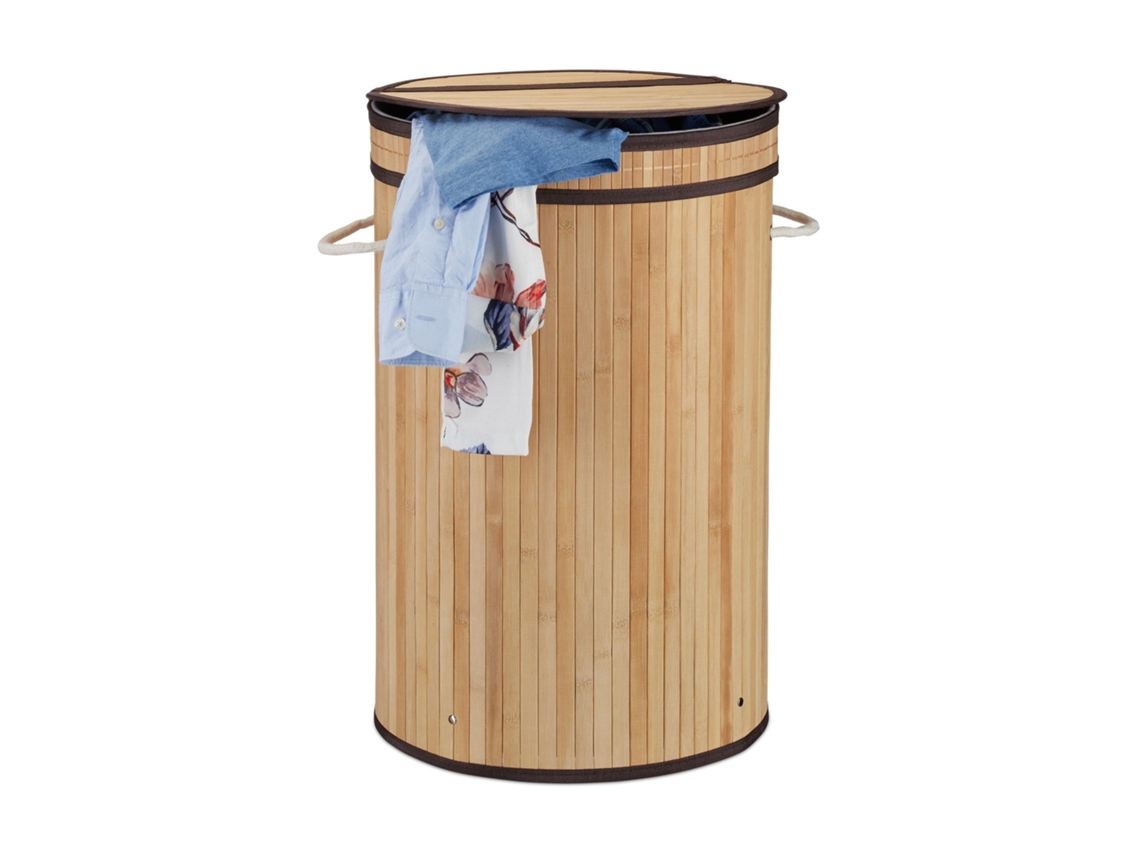 Cesto De Roupa De Bambu Com Tampa