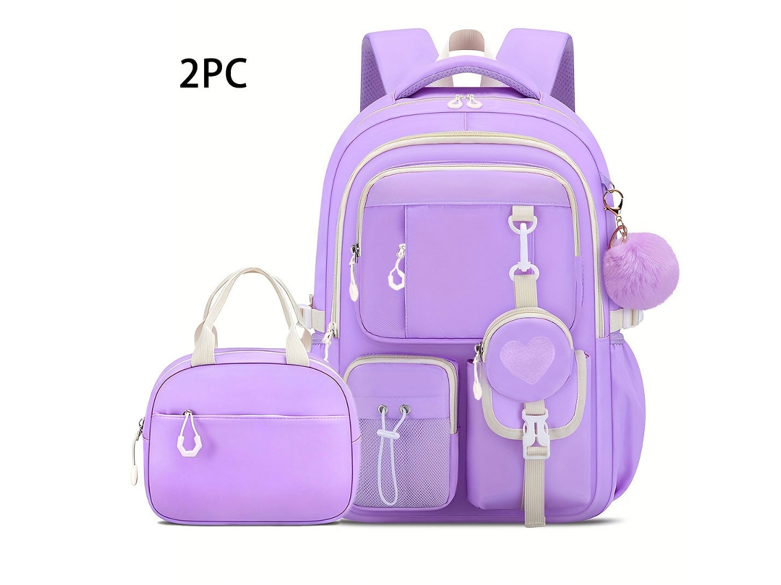 Conjunto de Mochila Escolar Infantil com Lancheira (roxa) CUICH