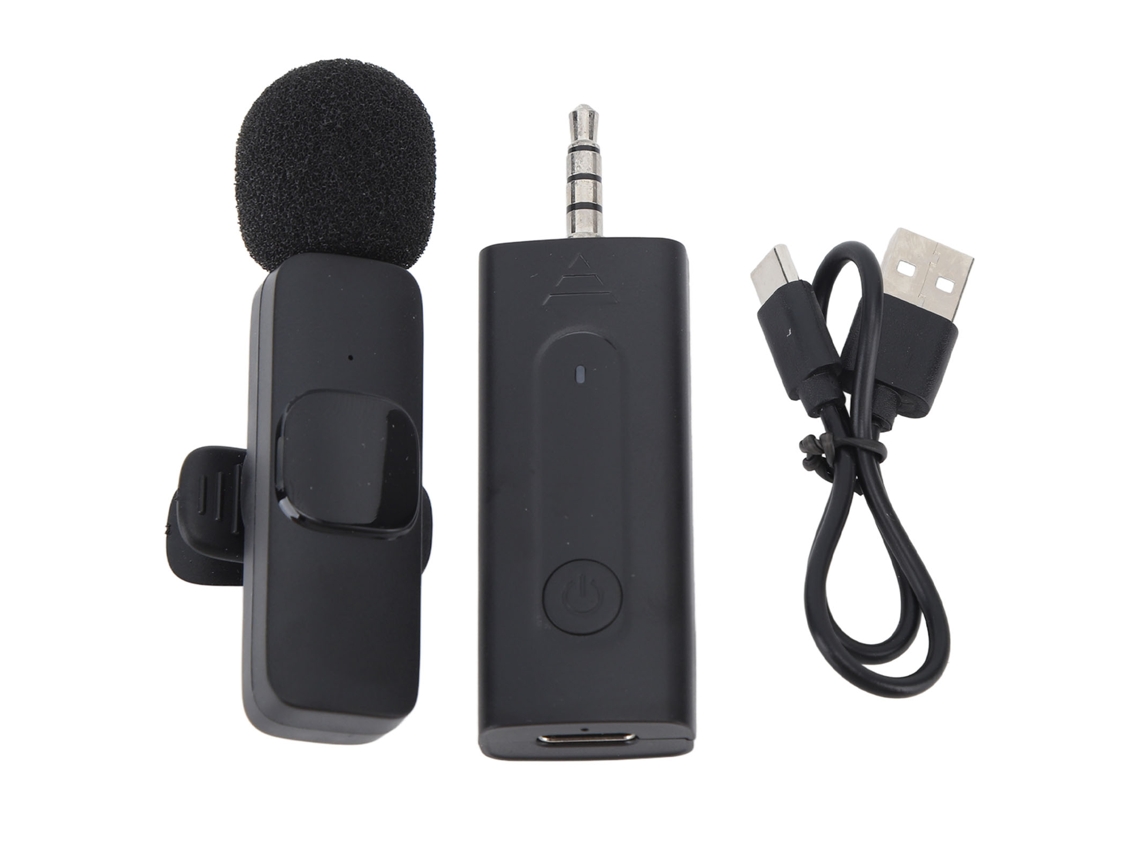 Microfone Lavalier Sem Fio Com Receptor 3.5mm Anti-interferência Redução Automática De Ruído Para Uso Ao Ar Livre E Ao Vivo
