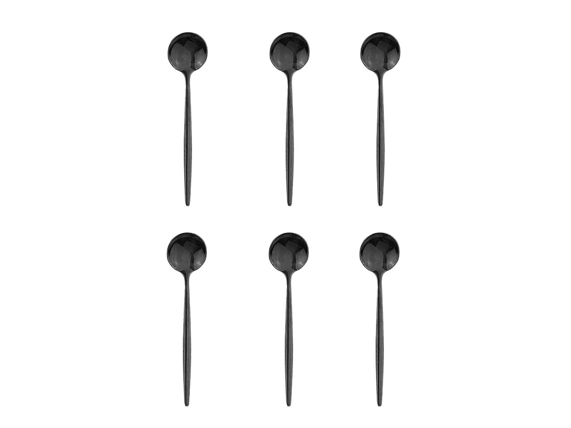Conjunto de 6 Colheres Pequenas de Aço Inoxidável, Pretas e Douradas. MDUG (preto)