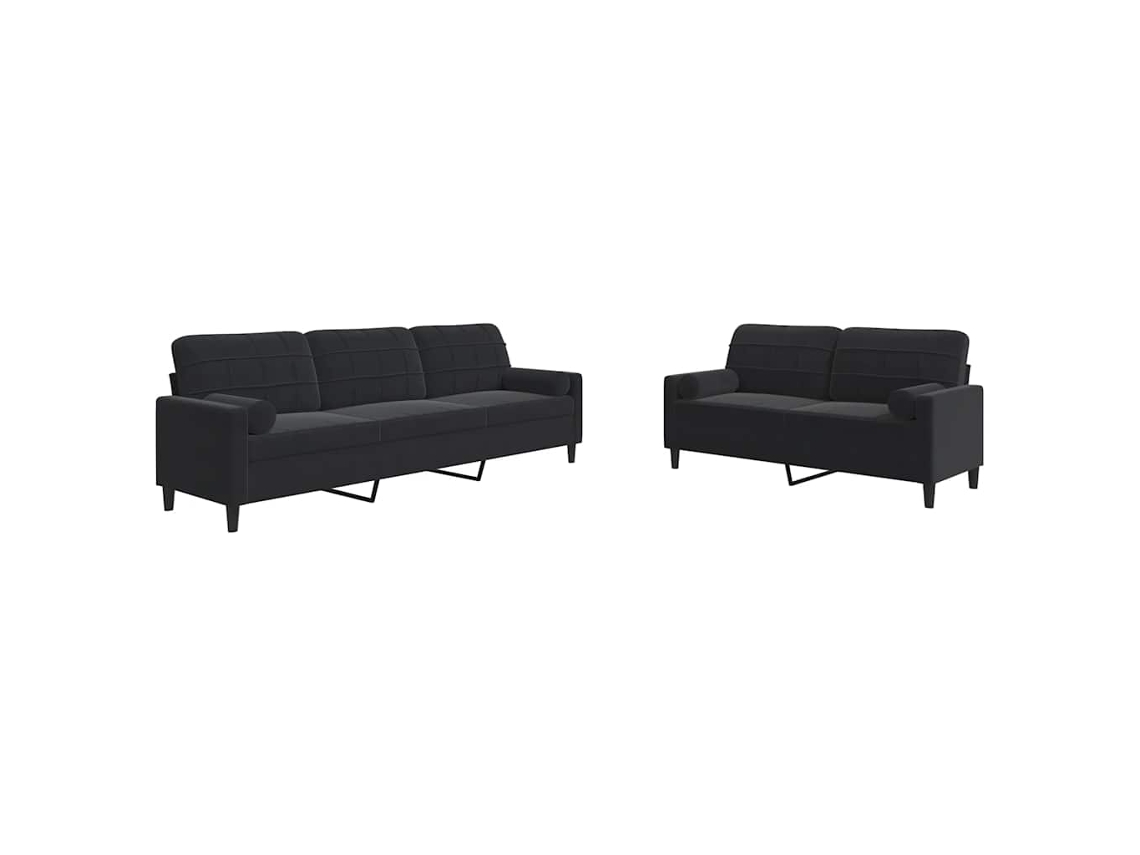 Maison Exclusive - 2 Pcs Conjunto De Sofás Com Almofadões E Rolos Veludo Preto