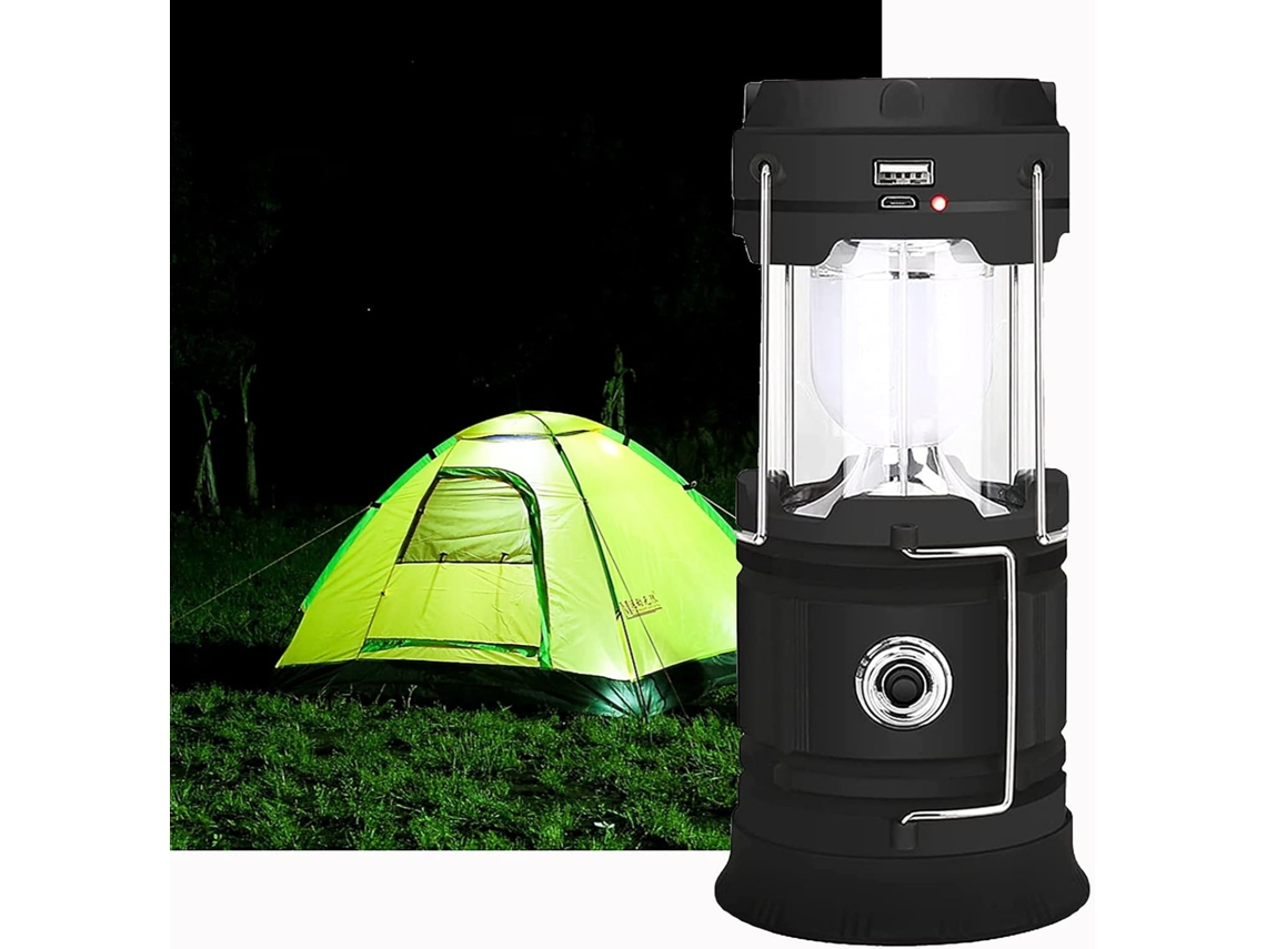 Lanterna Led Preta Recarregável Por Energia Solar/usb, Luz Potente Para Acampamento, Lanterna Portátil De Jardim De 2 Modos, Ilumi Aquaforge