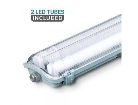 Armadura Estanque Base T8 2X18W Branco Frio Tubos Incluídos