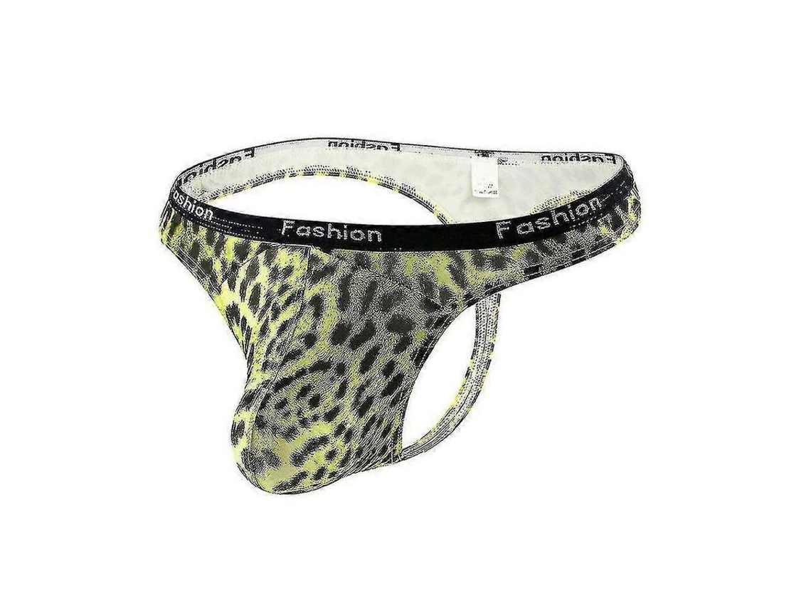 Calzoncillos T-back G-string Thongs Para Hombres Sexy De Leopardo Material Ester Verde Amarelo S