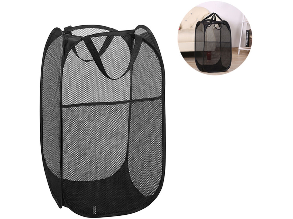Lurelia Cesto De Malha Dobrável Respirável Estável 34 X 55 Cm Poliéster Preto Quarto