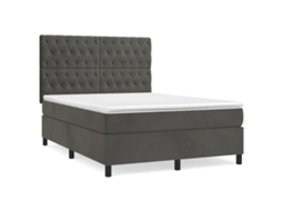 Cama com Molas e Colchão Veludo Cinzento Escuro MAISON EXCLUSIVE (140x190 cm)
