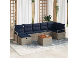 Vidaxl Conjunto De Sofá De Jardim 8 Unid. Cinzeto Vime Pe