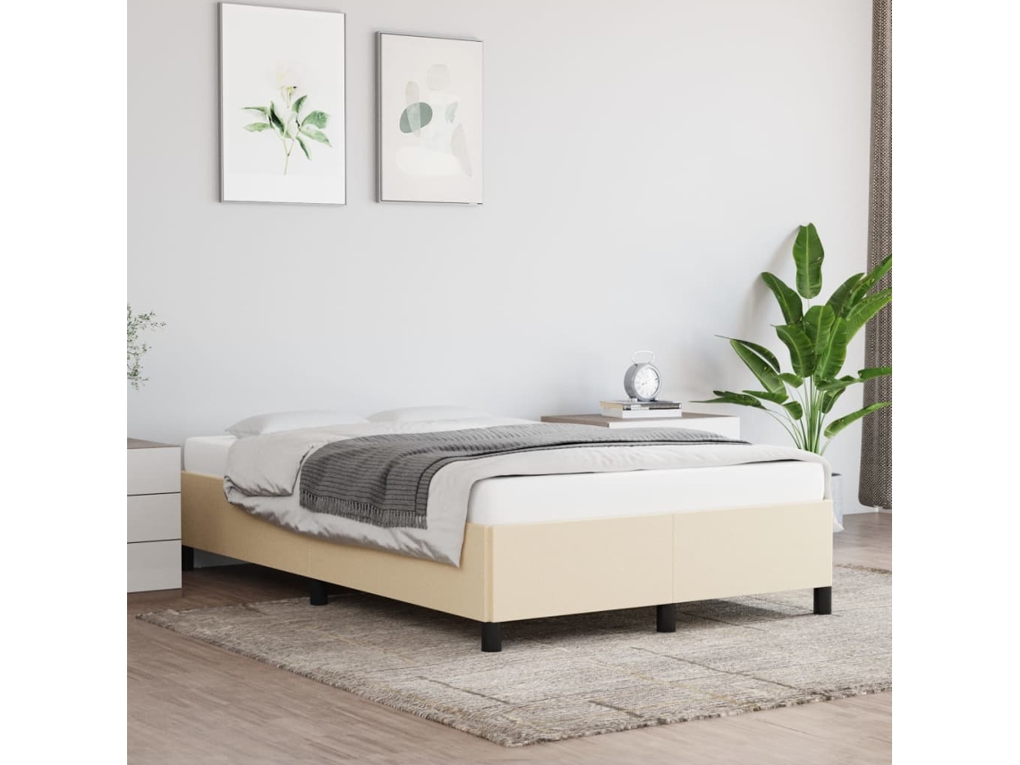 Estrutura De Cama Sem Colchão 120x200 Cm Tecido Cor Creme