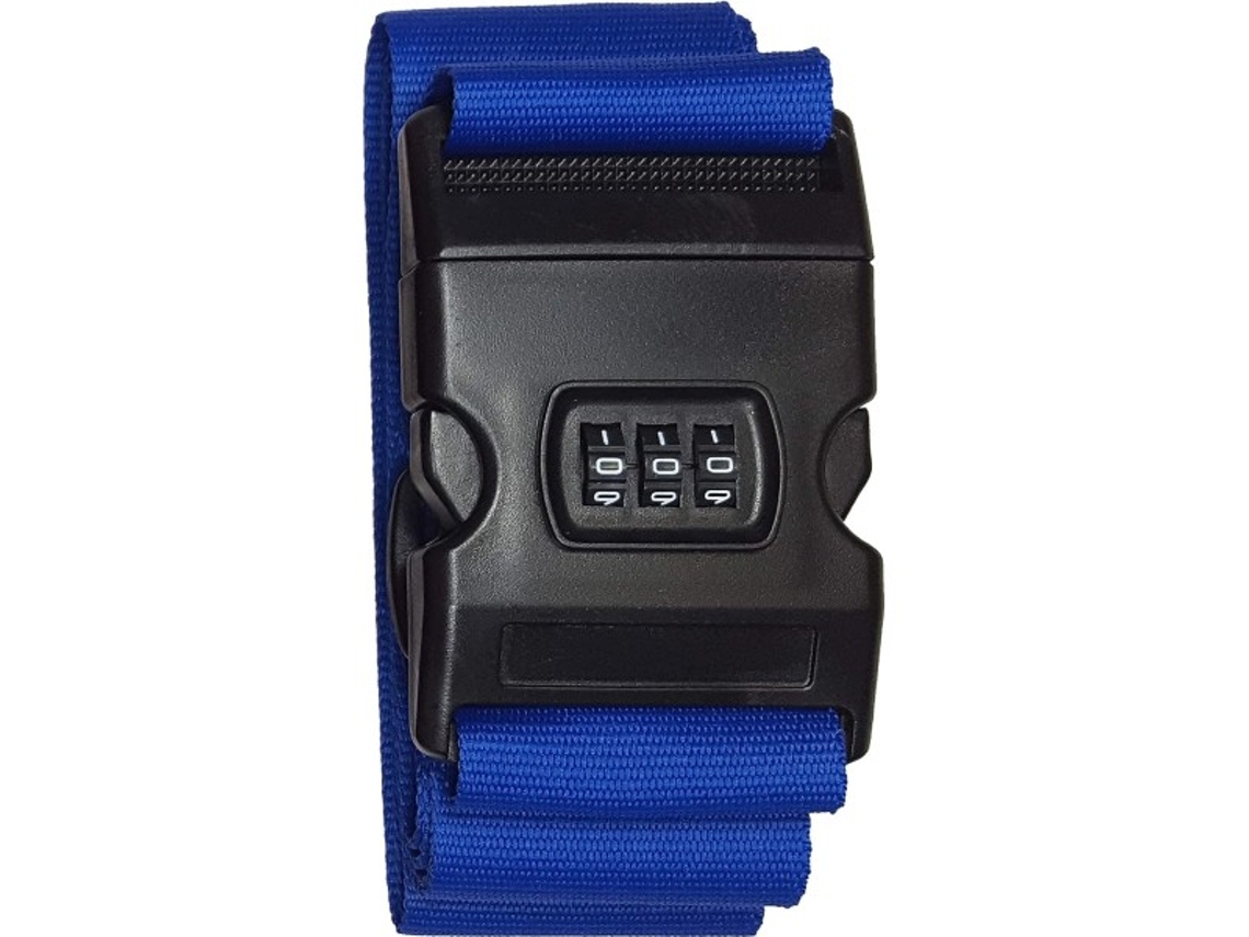 Cinta De Segurança Para Bagagem Pessoal, 180 Cm X 5 Com Cadeado, Estampada(azul Com Cadeado)