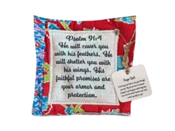 Colcha de Oração Mini Cruz com Poema 10x10cm Tipo 4