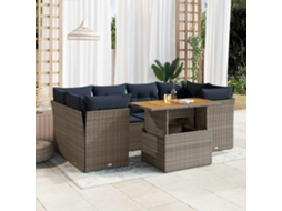 Vidaxl 7 Pcs Conjunto Sofás P/ Jardim C/ Almofadões Vime Pe Cinzento