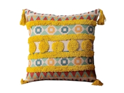 Rebe funda de Almohada Cuadrada Bohemia Con Borlas, Amarela, 45*45cm, 2 Unidades, Material Algodão de Alta Qualidade