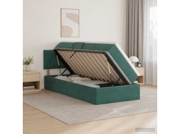 Vidaxl Cama Com Armazenamento Verde-escuro 90 X 200 Cm Veludo