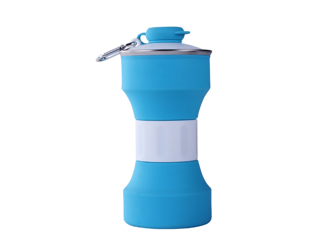 Garrafa De Água Dobrável Para Acampamento Com Mosquetão, Reutilizável, De Silicone, Dobrável, À Prova De Vazamento, Portátil Brilvibera (azul)