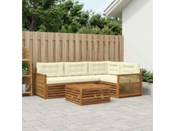 Vidaxl Conjunto De Sofás Para Exterior 5 Unid. Natural E Creme