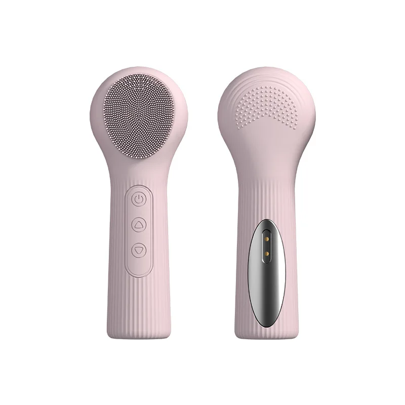 Escova De Limpeza Facial De Silicone Aquecida, Vibratória E À Prova D'água (rosa).