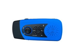 Rádio Multifuncional Azul, Mini de Emergência com Lanterna, Solar com Manivela AQUAFORGE