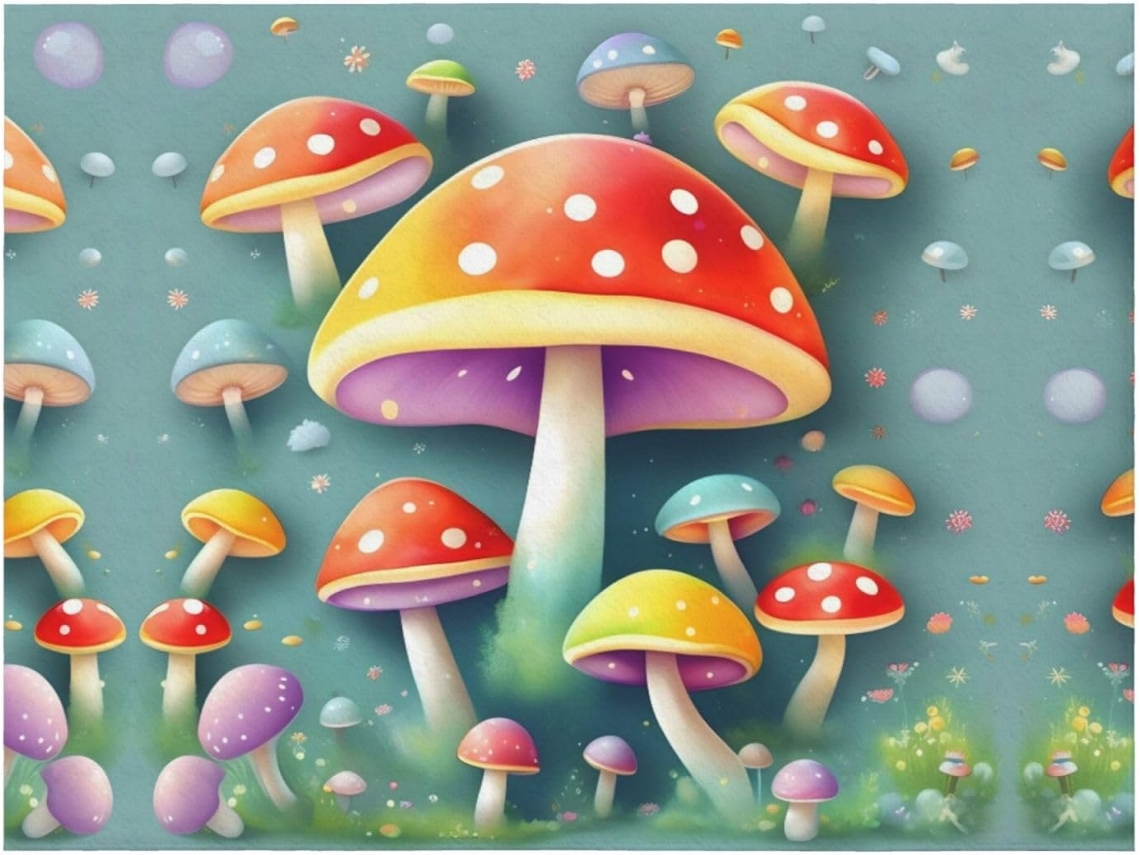 Manta de Flanela Ultramacia Phayah com Estampa Colorida Cogumelos Ideal para Sofá Cama Sala Estar Escritório e